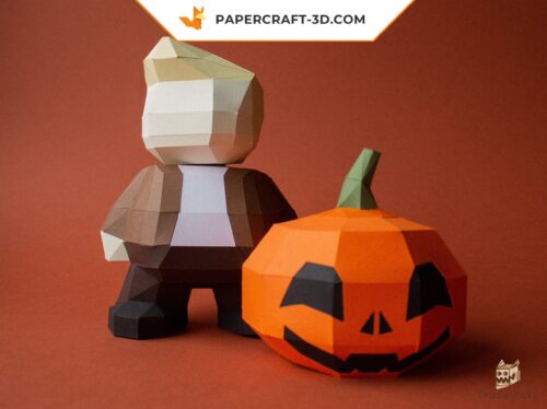 Papercraft citrouille 3D origami papier pour Halloween