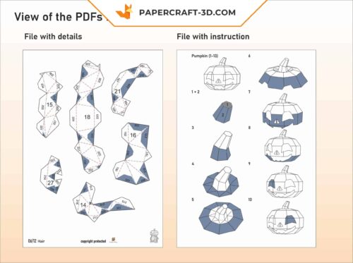 Papercraft citrouille 3D origami papier pour Halloween