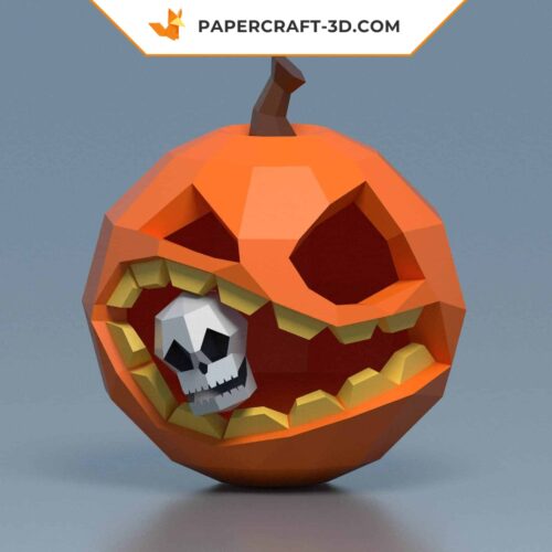 Papercraft calabaza de Halloween y cráneo origami