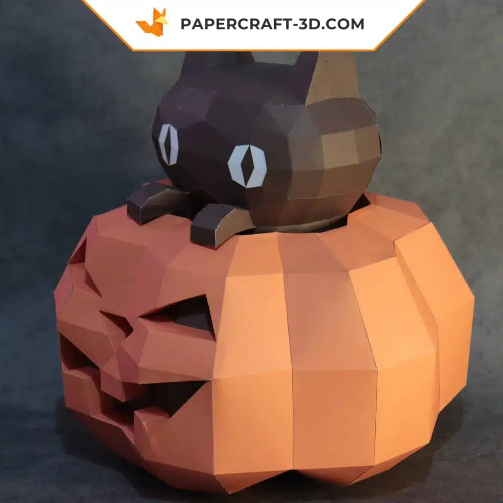 Papercraft citrouille et chat d'Halloween en origami 3D