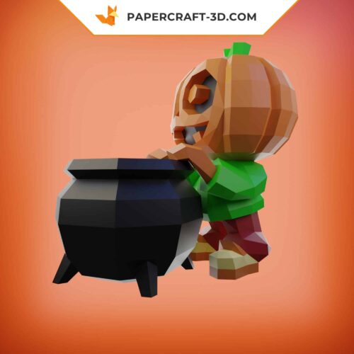 Papercraft citrouille sucrée origami papier 3D pour Halloween