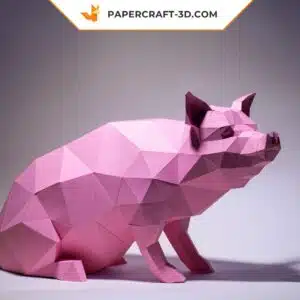 Papercraft cochon en origami papier 3D à télécharger