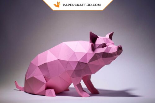 Papercraft cochon en origami papier 3D à télécharger