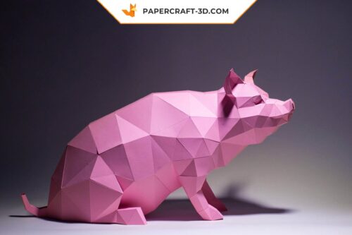 Papercraft cochon en origami papier 3D à télécharger