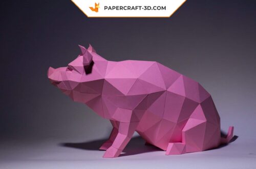 Papercraft cochon en origami papier 3D à télécharger