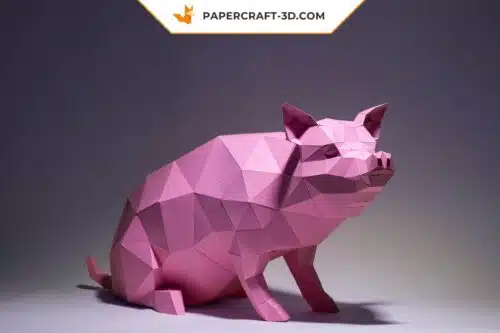 Papercraft cochon en origami papier 3D à télécharger