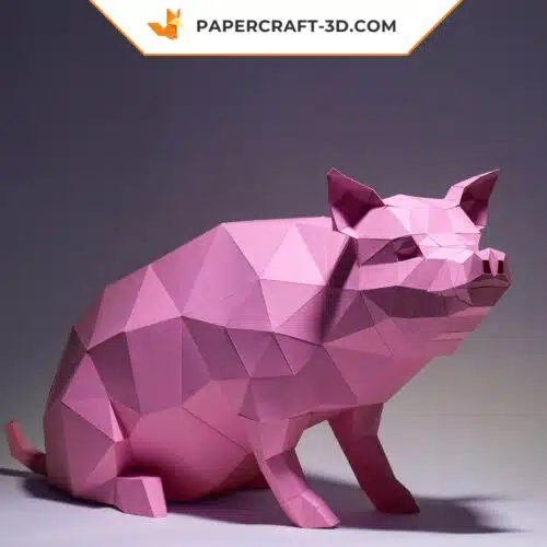 Papercraft cochon en origami papier 3D à télécharger