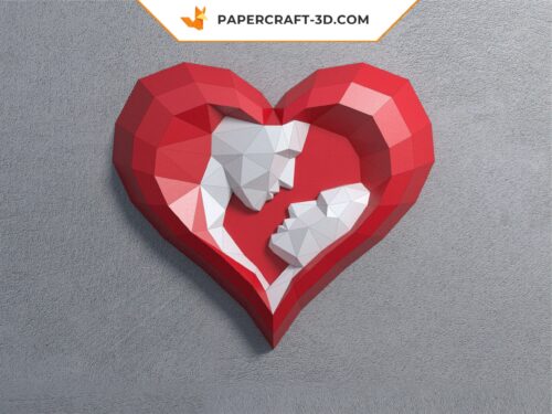 Papercraft coeur 3D pour la Journée de la Femme, modèle PDF, SVG pour Cricut DIY, sculpture murale en papier