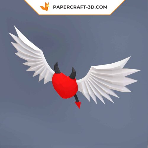 Papercraft coeur ailé origami papier 3D