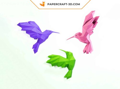 Papercraft Colibri en origami papier 3D à télécharger