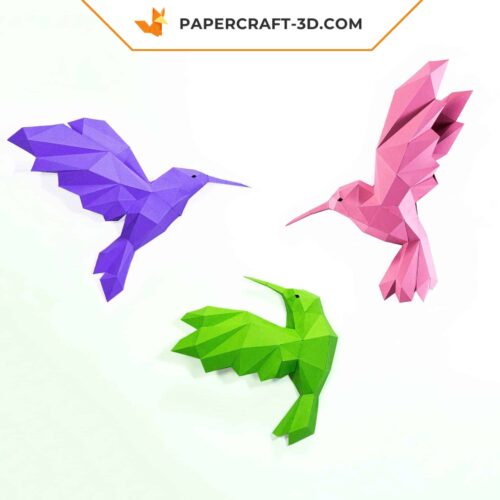 Papercraft Colibri en origami papier 3D à télécharger