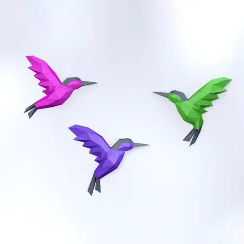 Papercraft colibrí en origami 3D