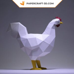 Papercraft coq origami papier 3D à imprimer pour décoration de cuisine