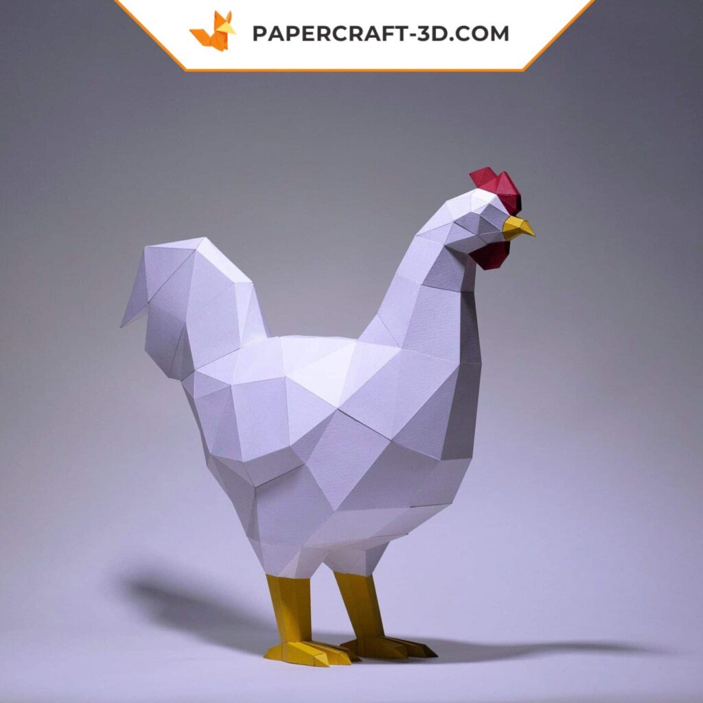 Papercraft de coq en origami 3D