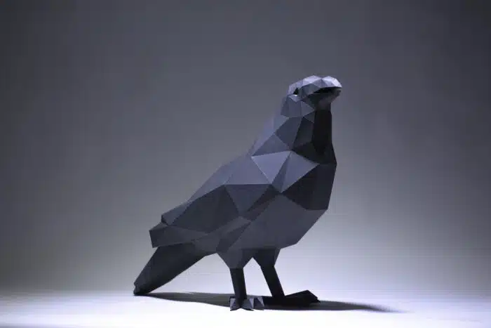 Papercraft corbeau en origami papier 3D DIY