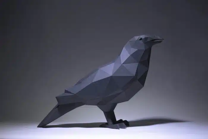 Papercraft corbeau en origami papier 3D DIY