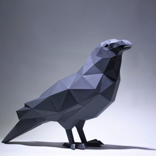 Papercraft corbeau en origami papier 3D DIY
