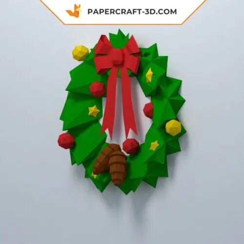 Papercraft couronne de Noël en origami papier 3D
