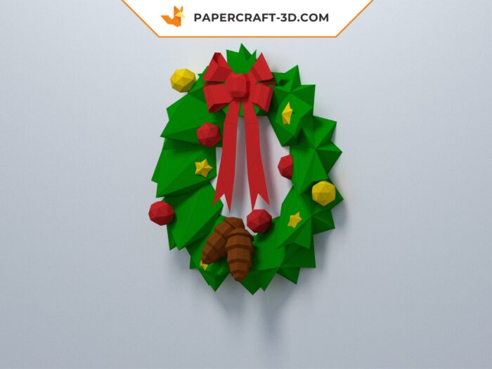 Papercraft couronne de Noël en origami papier 3D