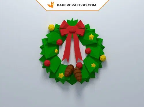 Papercraft couronne de Noël en origami papier 3D