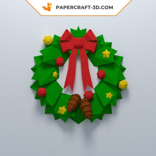 Papercraft couronne de Noël en origami papier 3D