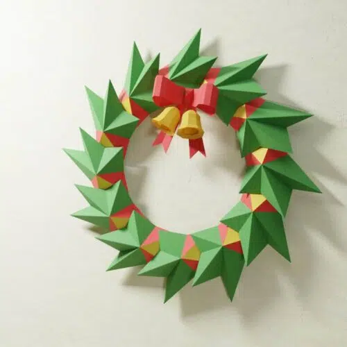 Papercraft Couronne de Noël en papier 3D à imprimer