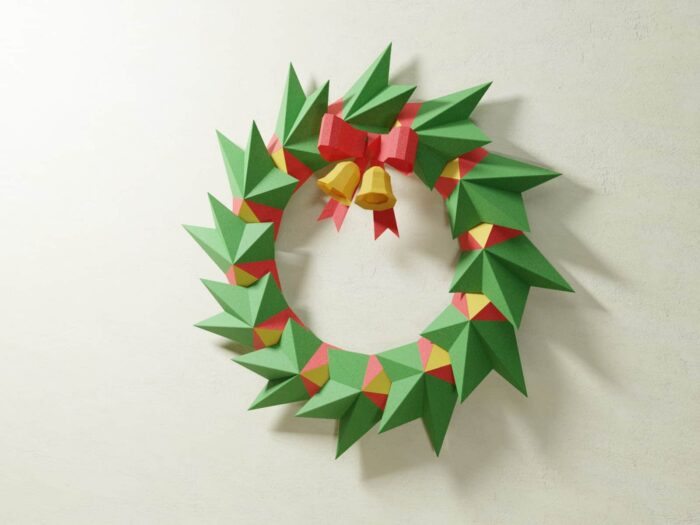 Papercraft Couronne de Noël en papier 3D à imprimer