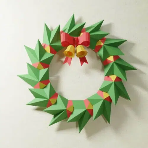Papercraft Couronne de Noël en papier 3D à imprimer