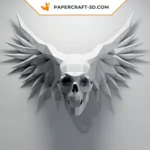 Papercraft Crâne ailé en origami papier 3D