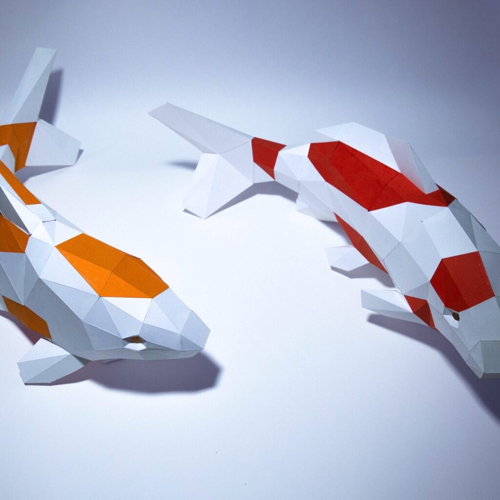Papercraft poissons carpes koi en origami
