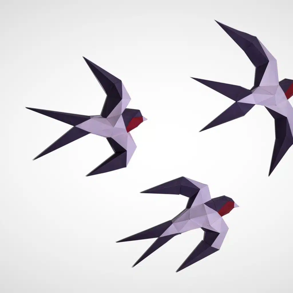 Papercraft d'hirondelles en origami