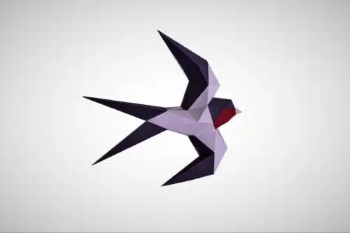 Papercraft créations d’hirondelles en origami papier 3D