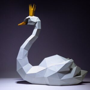 Papercraft cygne en origami papier 3D à télécharger