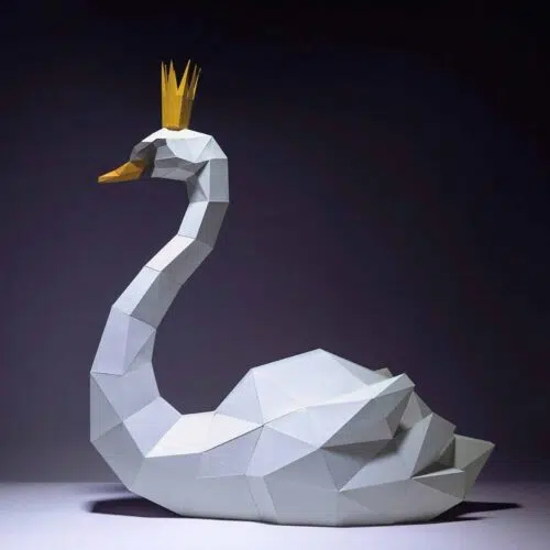 Papercraft swan in 3D origami