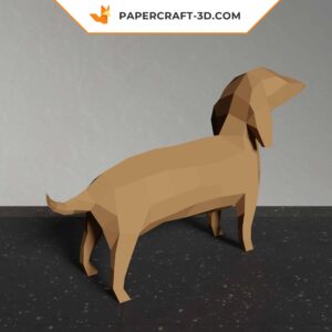 Papercraft Dachshund, chien en origami papier 3D, décoration pour la maison