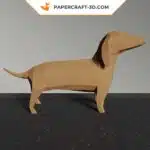 Papercraft Dachshund, chien en origami papier 3D, décoration pour la maison