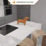 Papercraft Dachshund, chien en origami papier 3D, décoration pour la maison