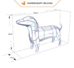 Papercraft Dachshund, chien en origami papier 3D, décoration pour la maison