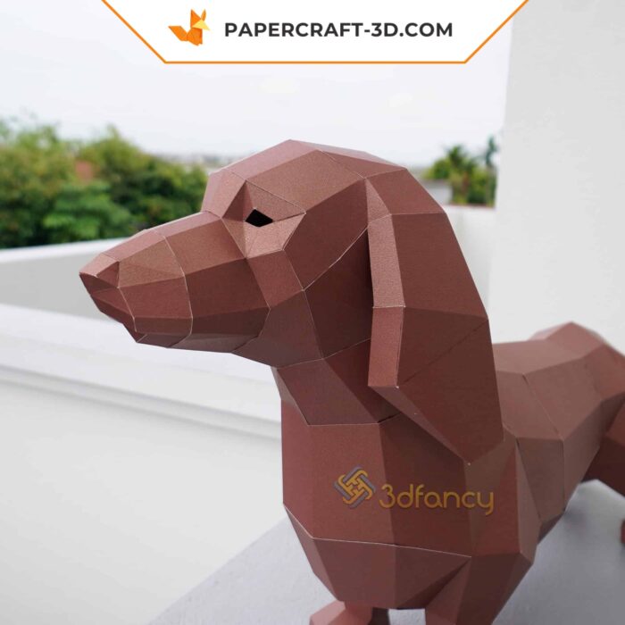 Papercraft Dachshund origami papier 3D en PDF et SVG