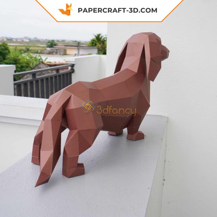 Papercraft Dachshund origami papier 3D en PDF et SVG