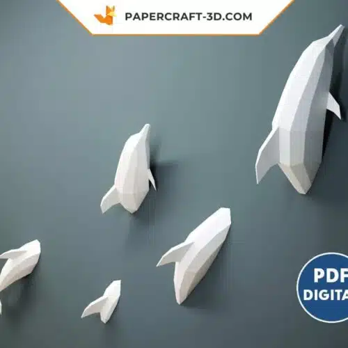 Papercraft dauphins en origami papier 3D à faire soi-même