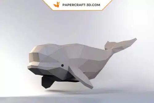 Papercraft décor béluga origami papier 3D