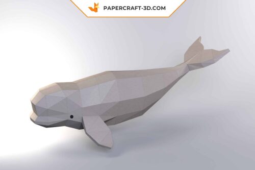 Papercraft décor béluga origami papier 3D