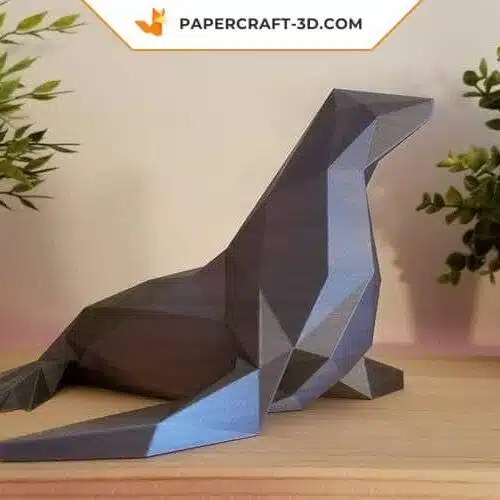Papercraft de foca em origami 3D