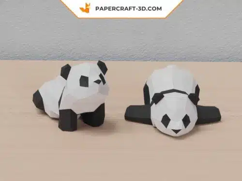 Papercraft Deux Mignons Pandas en origami papier 3D