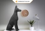 Papercraft Doberman en origami papier 3D low poly