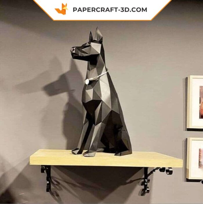 Papercraft Doberman en origami papier 3D low poly