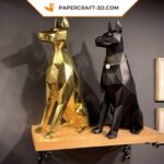 Papercraft Doberman en origami papier 3D low poly