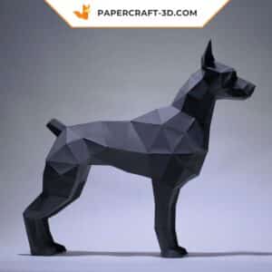 Papercraft Doberman en origami papier 3D pour décoration