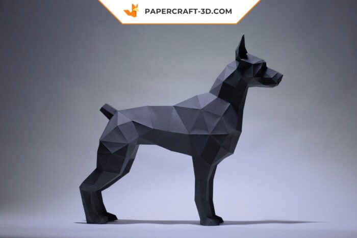 Papercraft Doberman en origami papier 3D pour décoration